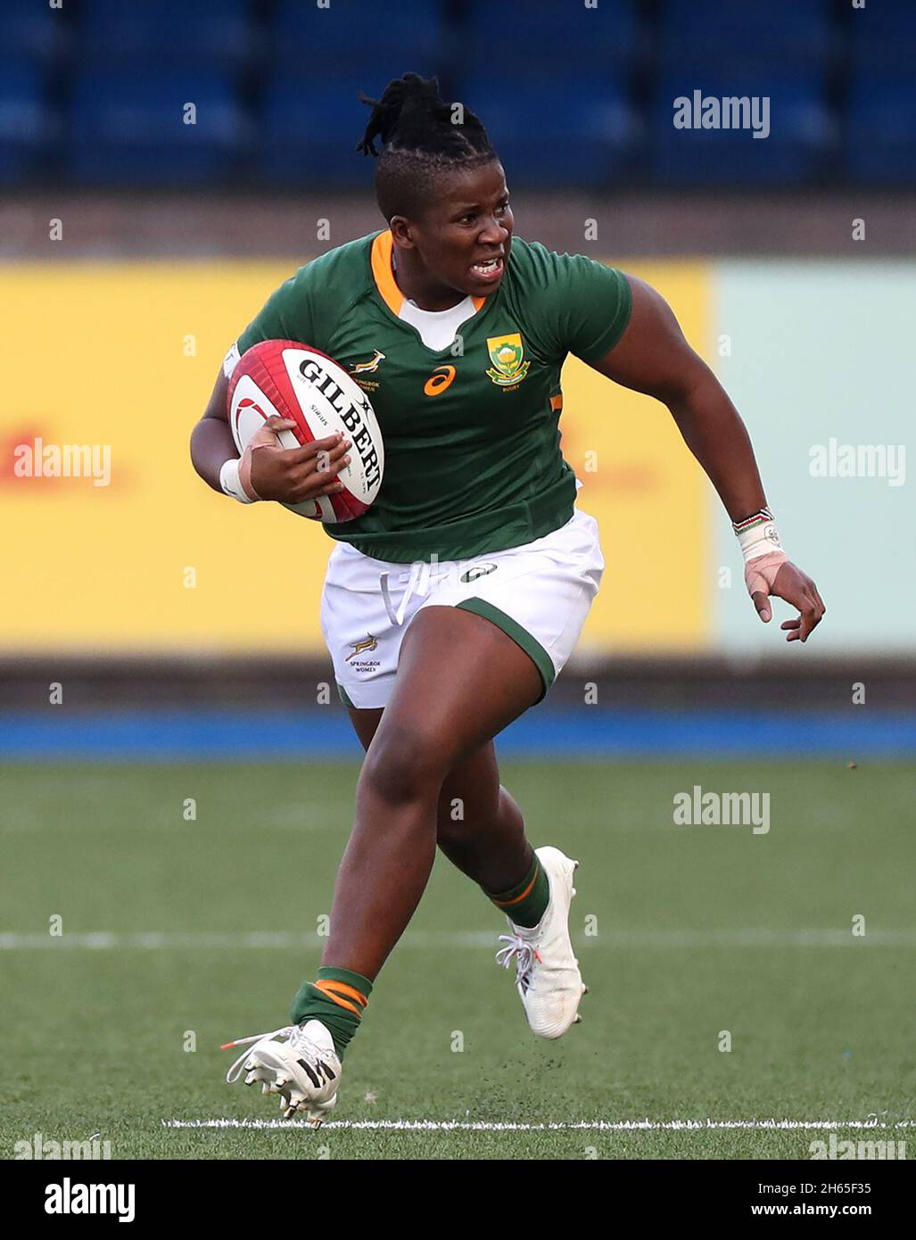 Die Südafrikaners Lusanda Dumke während des Autumn International-Spiels im Cardiff Arms Park, Cardiff. Bilddatum: Samstag, 13. November 2021. Siehe PA Story RUGBYU Wales Women. Bildnachweis sollte lauten: Bradley Collyer/PA Wire. EINSCHRÄNKUNGEN: Die Nutzung unterliegt Einschränkungen. Nur redaktionelle Verwendung, keine kommerzielle Nutzung ohne vorherige Zustimmung des Rechteinhabers. Stockfoto