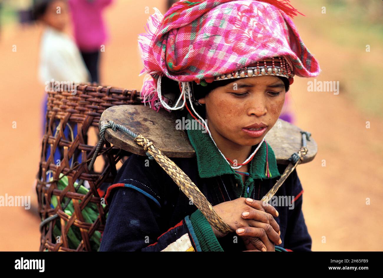 Laos - Muang Sing - Ethnie Iko - Femme Iko Stockfoto