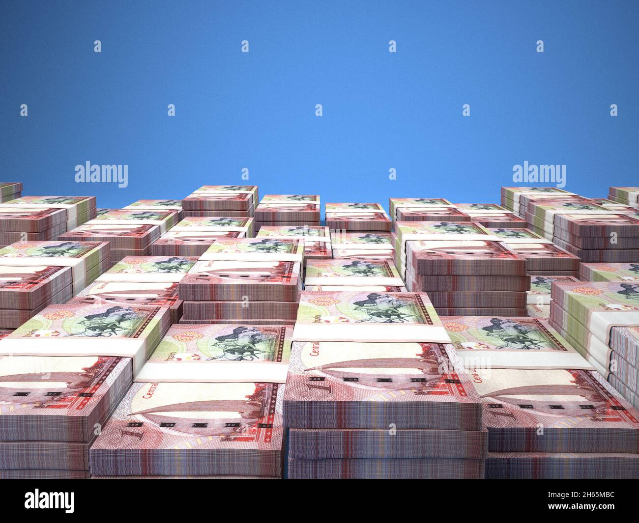 Geld von Bahrain. Dinar-Rechnungen. BHD-Banknoten. 1 Arabisch. Handel, Finanzen, Nachrichten Hintergrund. 3d-Illustration. Stockfoto