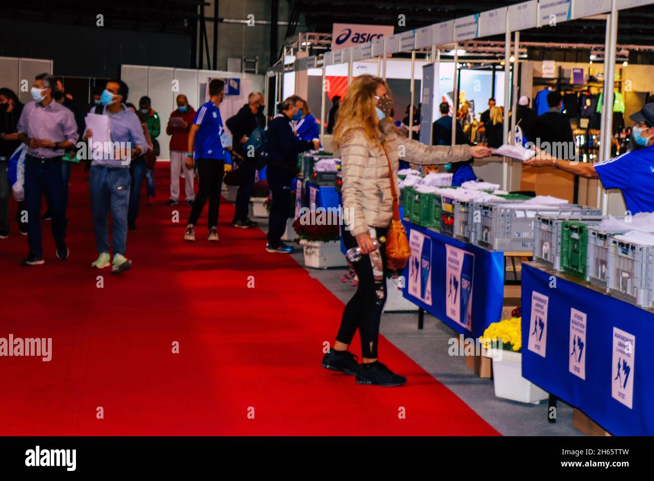 Athen, Griechenland - 11. November 2021 Anmeldungsbestätigungen für den Athens Marathon, das Rennen findet am 14. November 2021 nach einem Jahr h statt Stockfoto