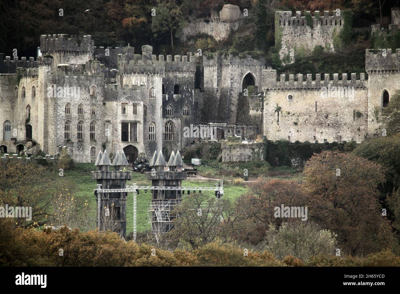 Gwrych Castle Abergele Wales. Neue Fotos zeigen die Vorbereitungen auf Schloss Gwrych für das kommende von I'm a Celebrity 2021 Stockfoto