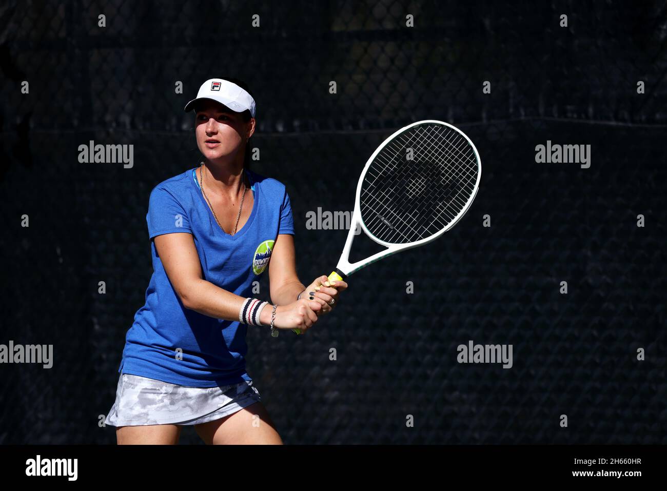 Tennis-Profi Marina Oetiker, spielt im Downtown Tennis Club, in New York City, 10/21/2021 Model veröffentlicht Stockfoto