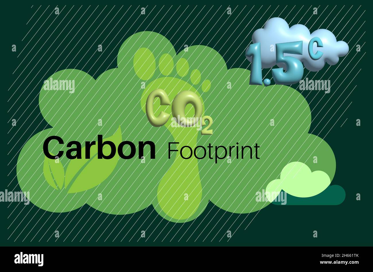 CO2-Fußabdruck konsept Vektordesign auf einem Eco-Geen-Hintergrund Stock Vektor