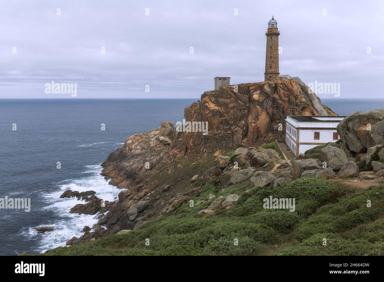 Cabo Vilan Leuchtturm an der Todesküste, Galicien, Spanien Stockfoto