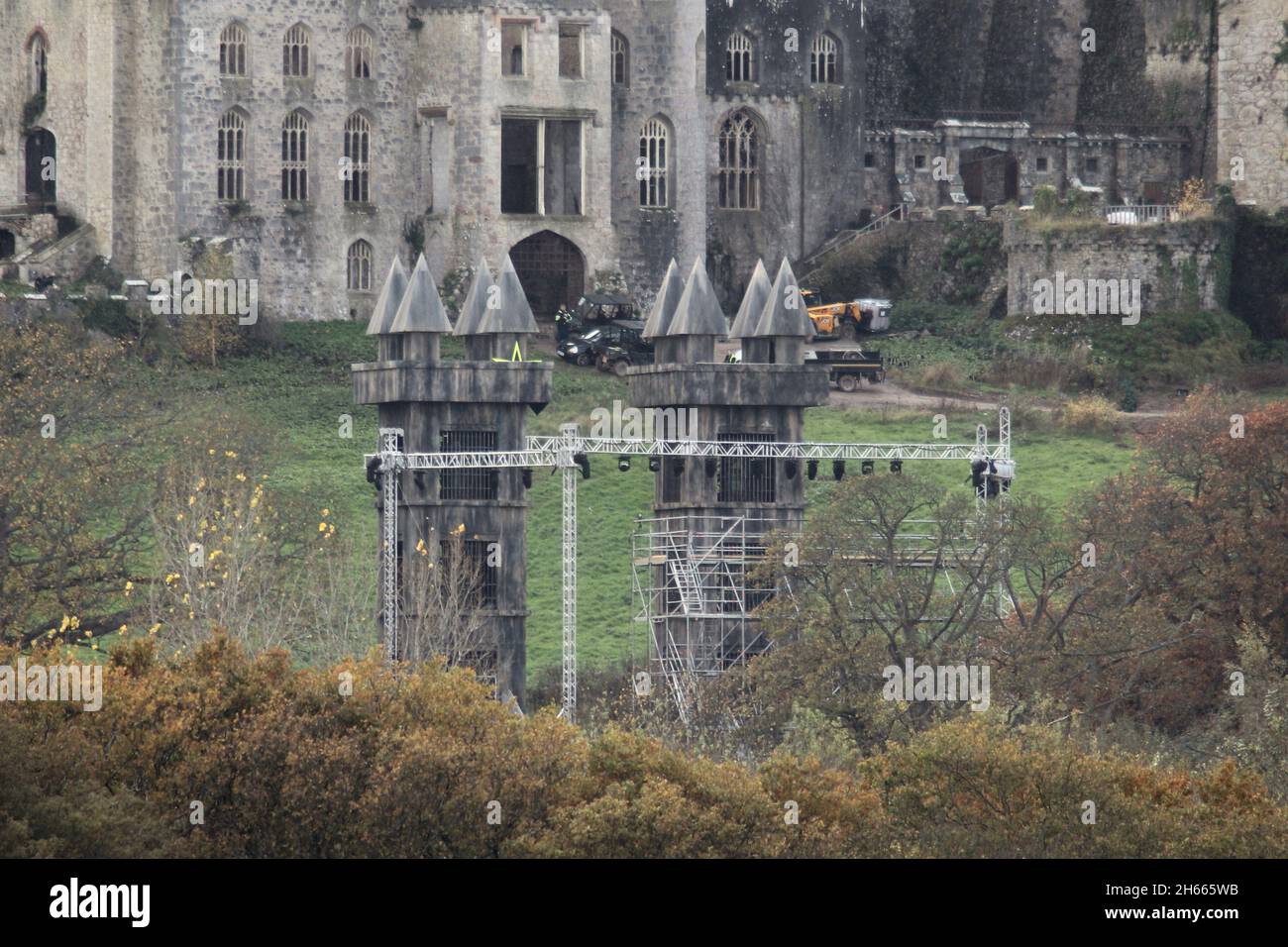 Gwrych Castle Abergele Wales. Neue Fotos zeigen die Vorbereitungen auf Schloss Gwrych für das kommende von I'm a Celebrity 2021 Stockfoto