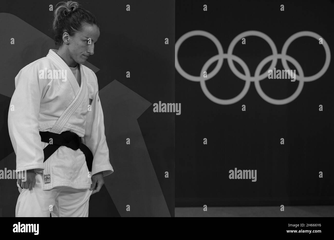 24. JULI 2021 - TOKIO, JAPAN: Distria KRASNIQI aus dem Kosovo vor dem Halbfinale der Judo-Frauen mit einem Gewicht von 48 kg bei den Olympischen Spielen in Tokio 2020 (Foto von Mickael Stockfoto