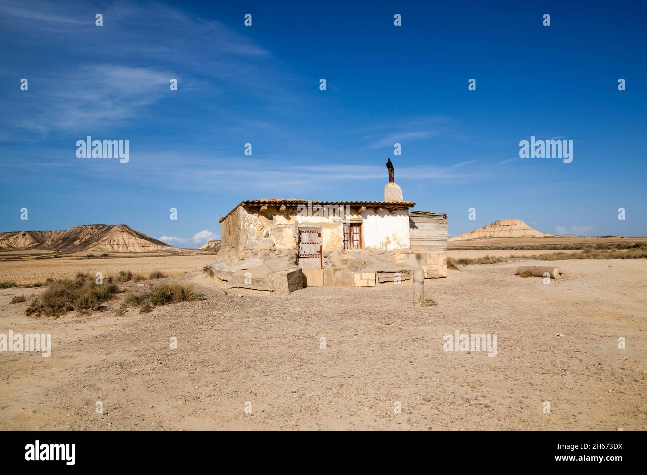 Bardenas Reales ist ein spanischer UNESCO-Naturpark mit einer Mondlandschaft aus dem Jahr 42,500 hectares.in in der Region Navarra im Norden Spaniens Stockfoto