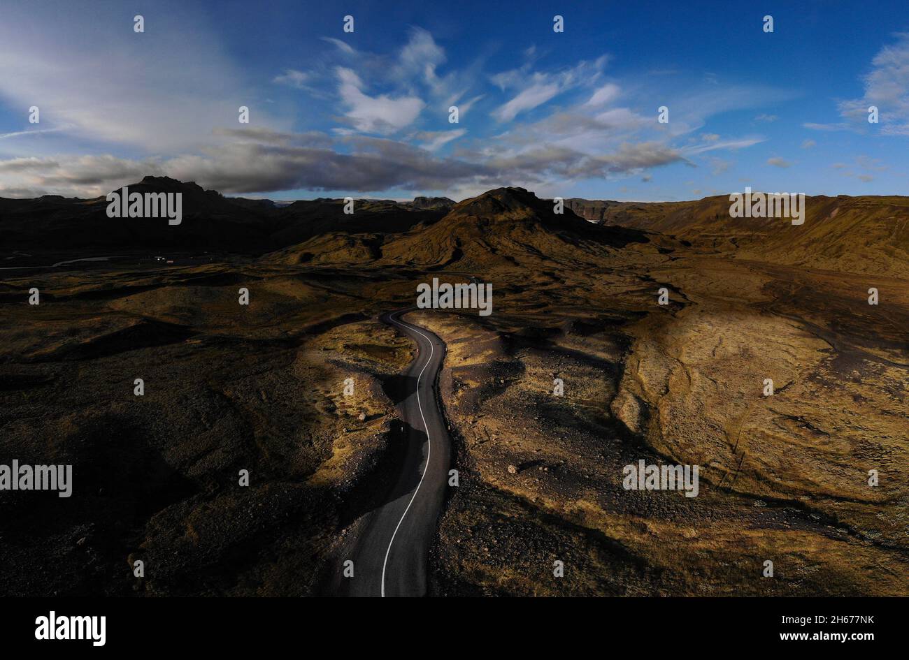 Luftaufnahme der Straße in Iiceland Stockfoto