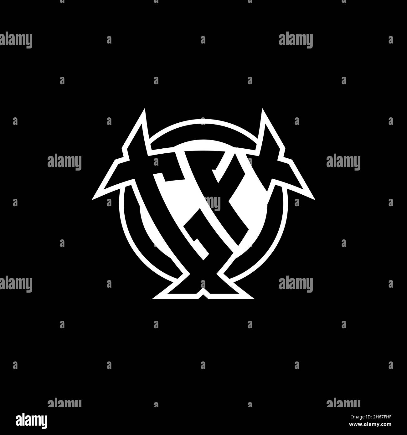 GF Monogram Logo-Buchstabe mit Dreieck-Schild und kreisförmiges Design auf isoliertem Hintergrund. Dreieck-Monogramm-Logo, Schild-Monogramm-Logo, Trian Stock Vektor