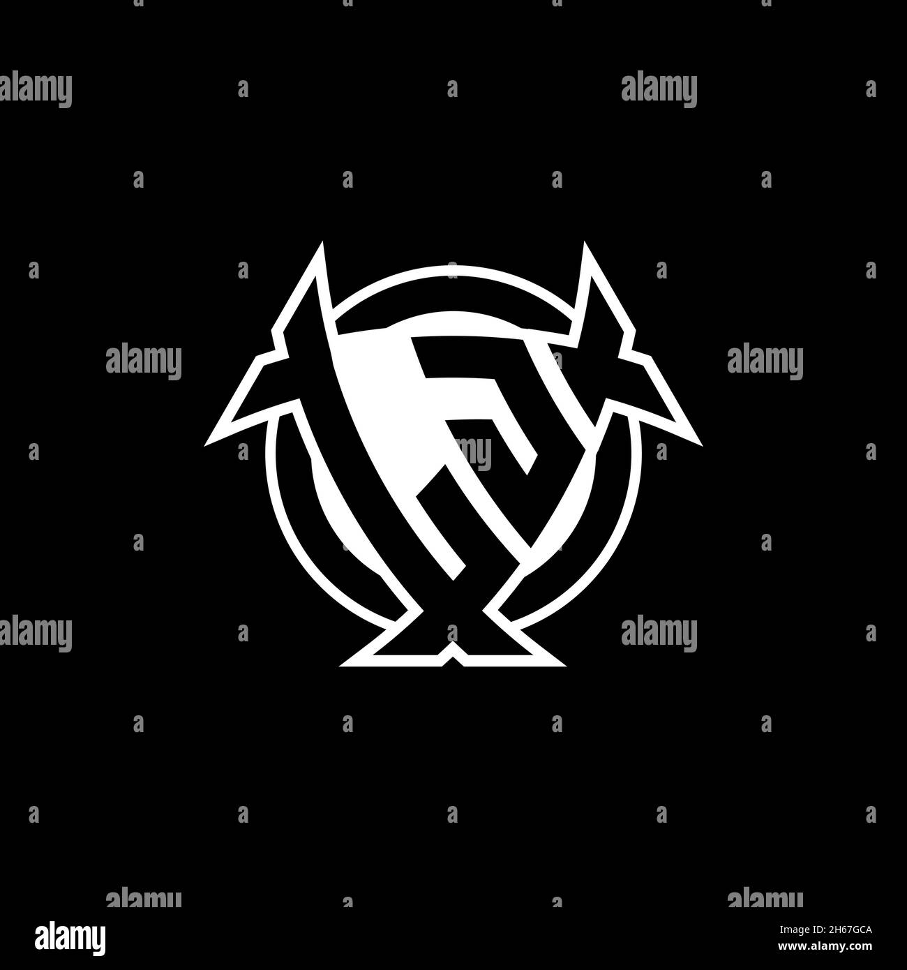 LJ Monogram-Logo mit Dreieck-Schild und kreisförmiges Design auf isoliertem Hintergrund. Dreieck-Monogramm-Logo, Schild-Monogramm-Logo, Trian Stock Vektor