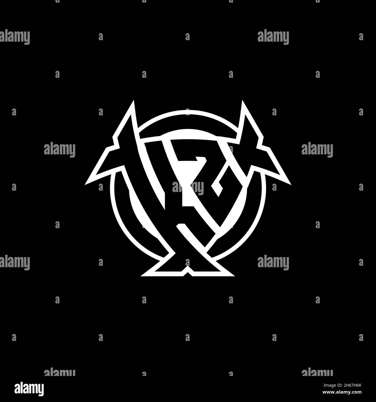 KZ Monogram Logo-Buchstabe mit Dreieck-Schild und kreisförmiges Design auf isoliertem Hintergrund. Dreieck-Monogramm-Logo, Schild-Monogramm-Logo, Trian Stock Vektor