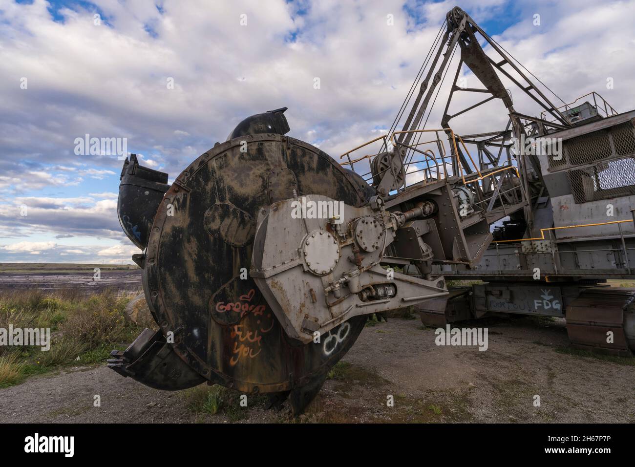Historische Bergbaubaggermaschine Stockfoto