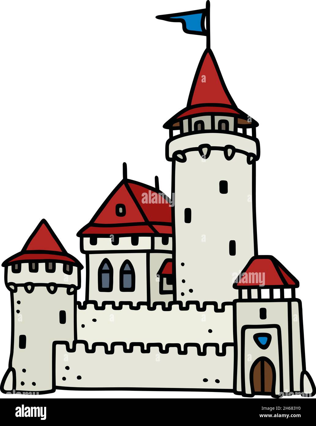 Das alte Schloss aus weißem Stein Stock Vektor