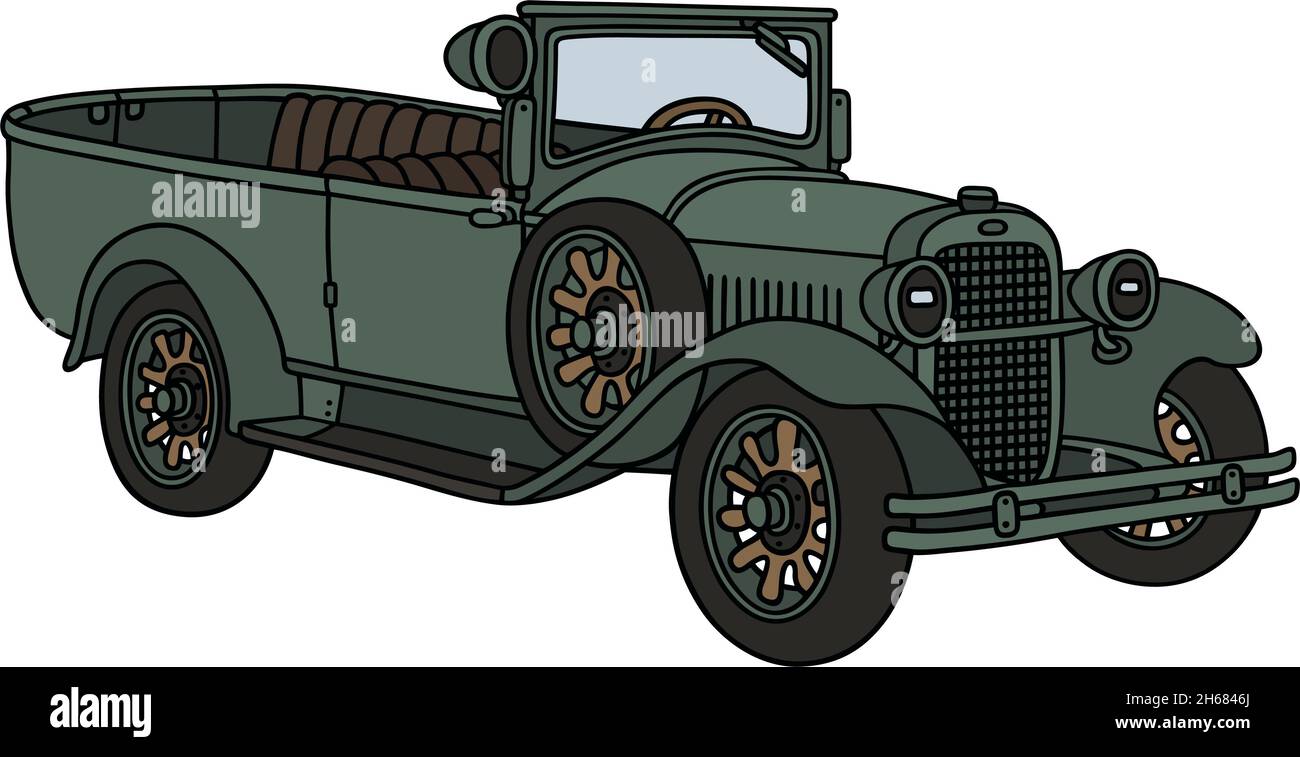 Das alte Khaki-Militärauto Stock Vektor
