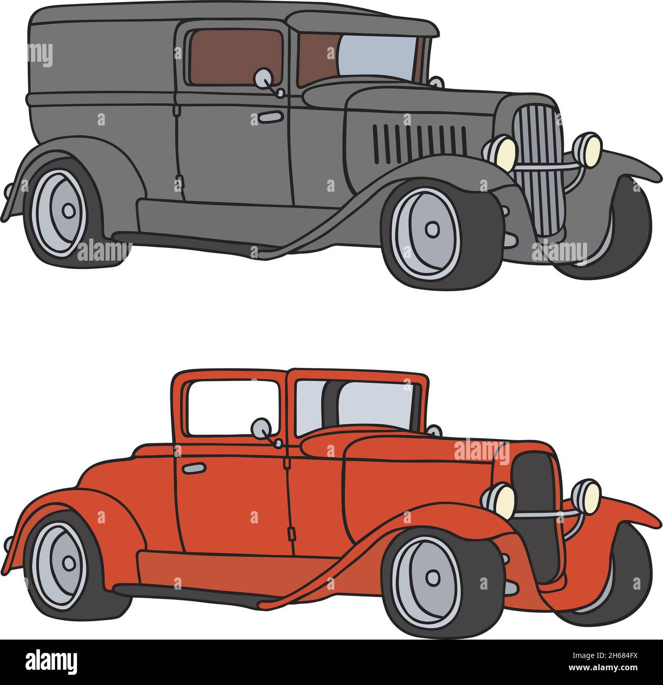 Zwei lustige Oldtimer Stock Vektor