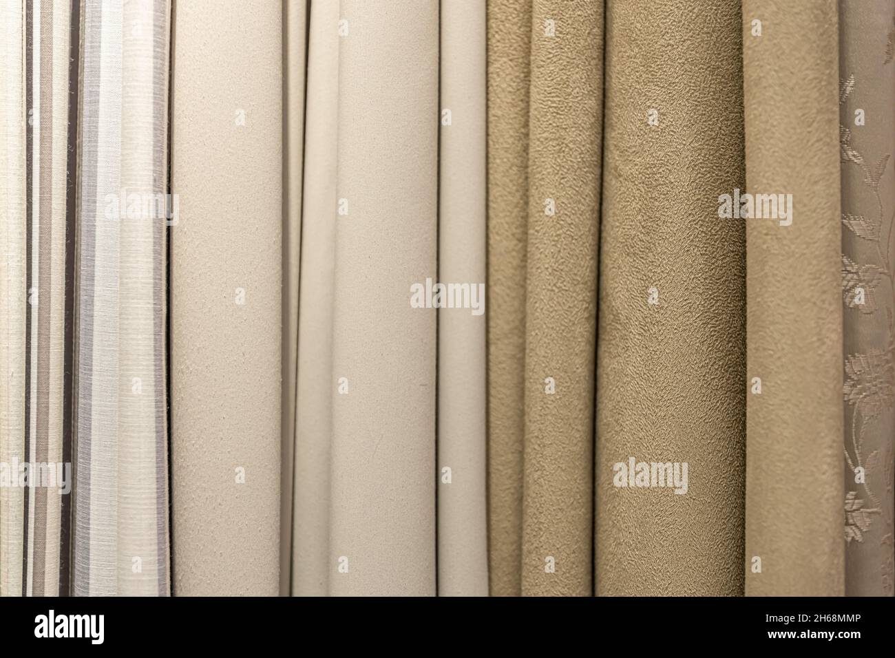 Set aus pastellfarbenen dichten Stoffen mit einheitlicher Textur. Stockfoto