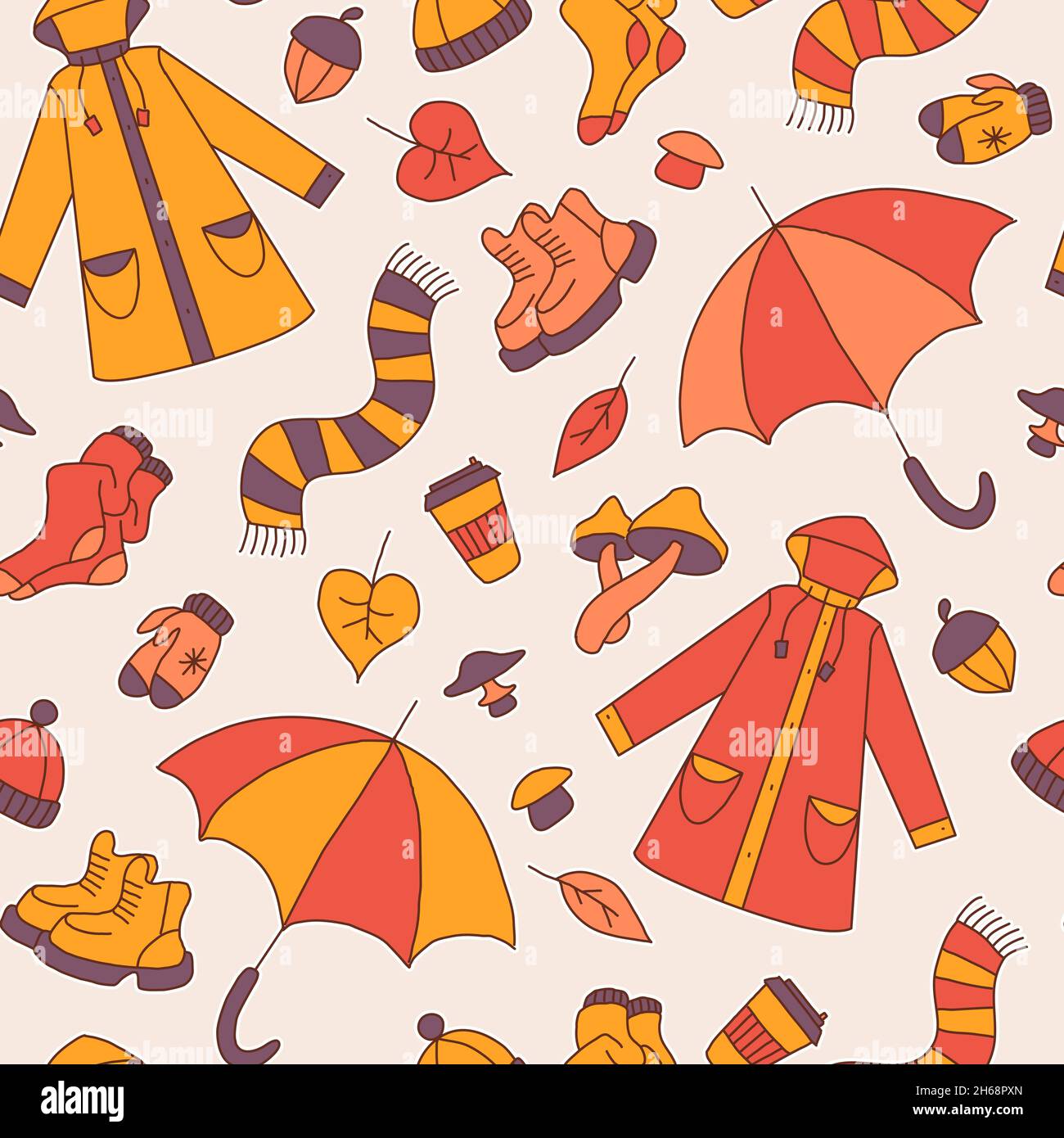 Satz von Symbolen symbolisieren Herbst, helle Cartoon-Stil, Vektor-Illustration. Stock Vektor
