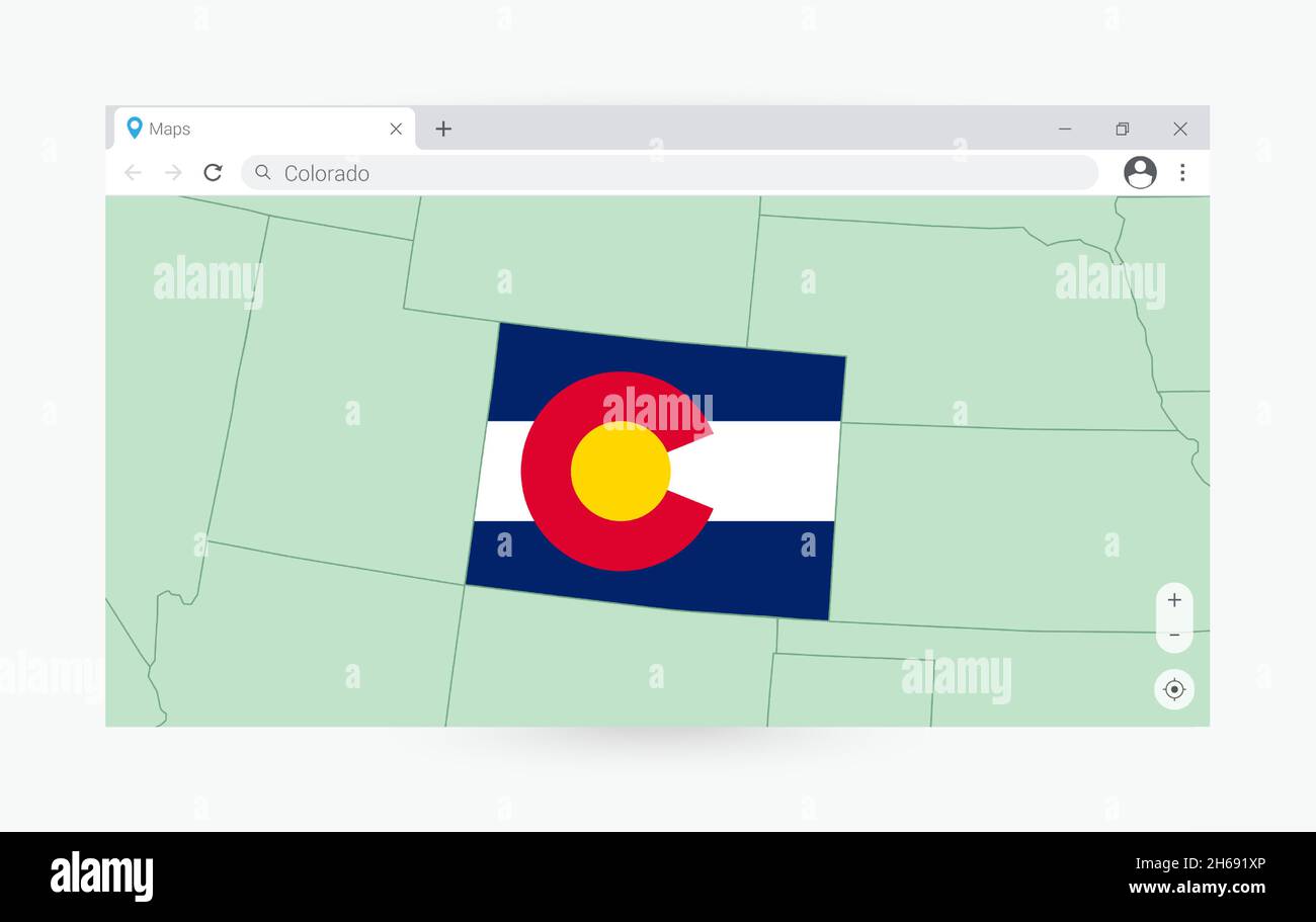 Browser-Fenster mit Karte von Colorado, Colorado im Internet suchen. Moderne Browserfenster-Vorlage. Stock Vektor