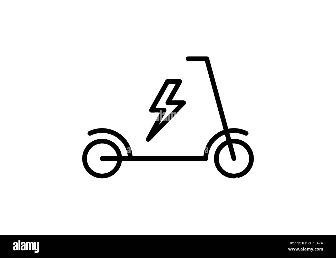 Lieferrollerlinie Symbol. Ökologisches Elektrofahrzeug. Konzept für Pendler und Stadtverkehr. Online-Bestellung schneller Versand. Vektorgrafik, flach. Stock Vektor