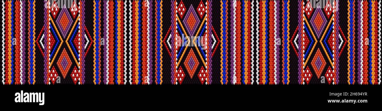 Ornament, Mosaik, ethnisch, Volksmuster. Er ist in hellen, saftigen, perfekt passenden Farben hergestellt. Stock Vektor