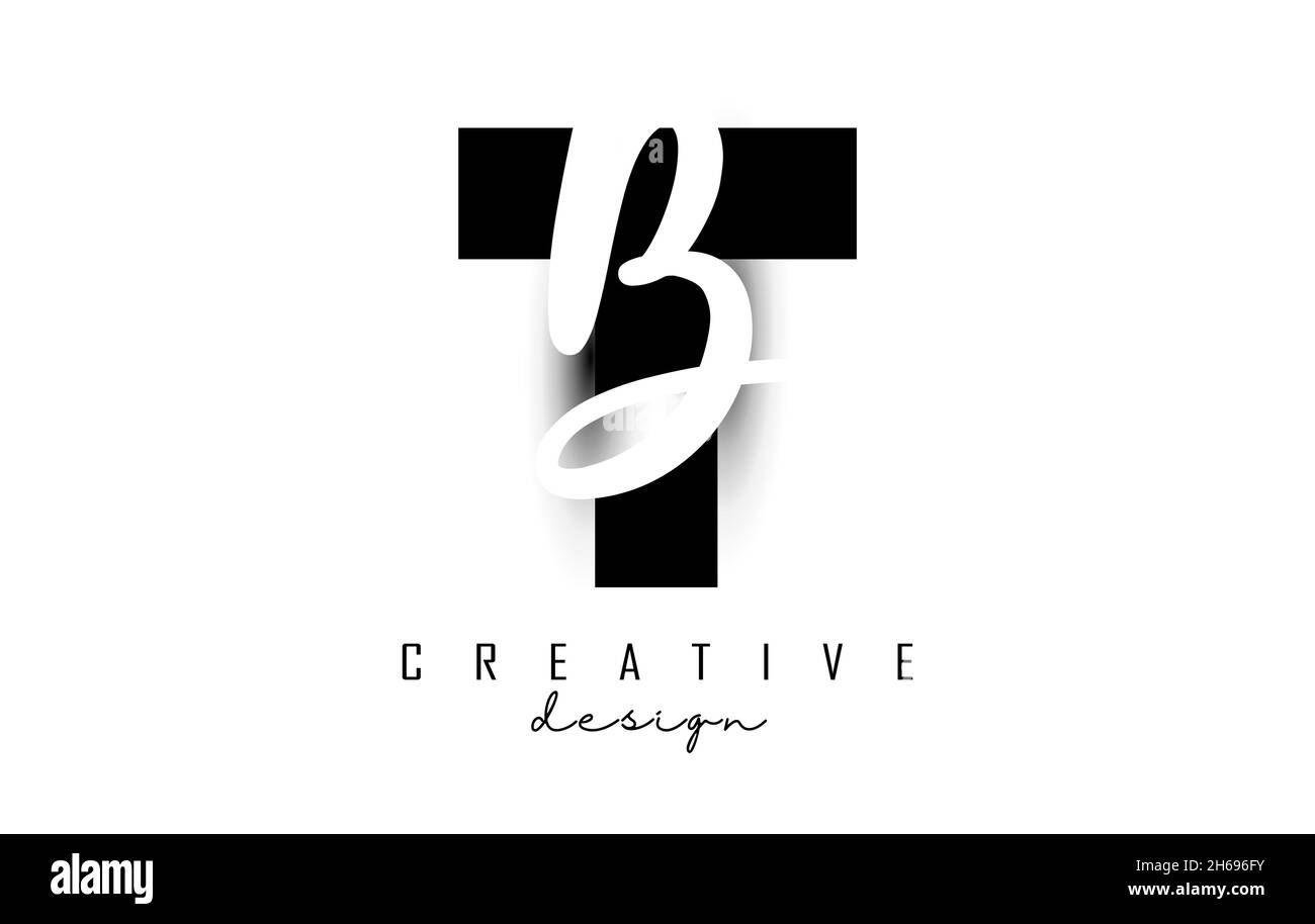 Buchstaben TB-Logo mit minimalistischem Design. Buchstaben T und B mit geometrischer und handschriftlicher Typografie. Kreative Vektor-Illustration mit Buchstaben. Stock Vektor