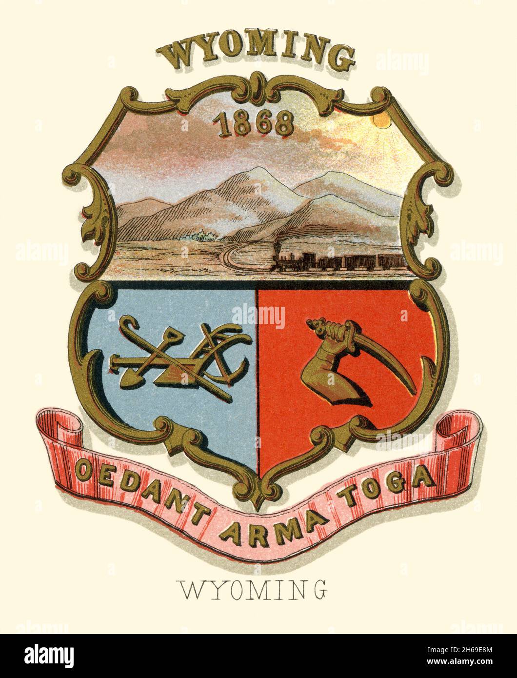 Wyoming Territory Coat of Arms (Illustrated 1876) Stockfoto