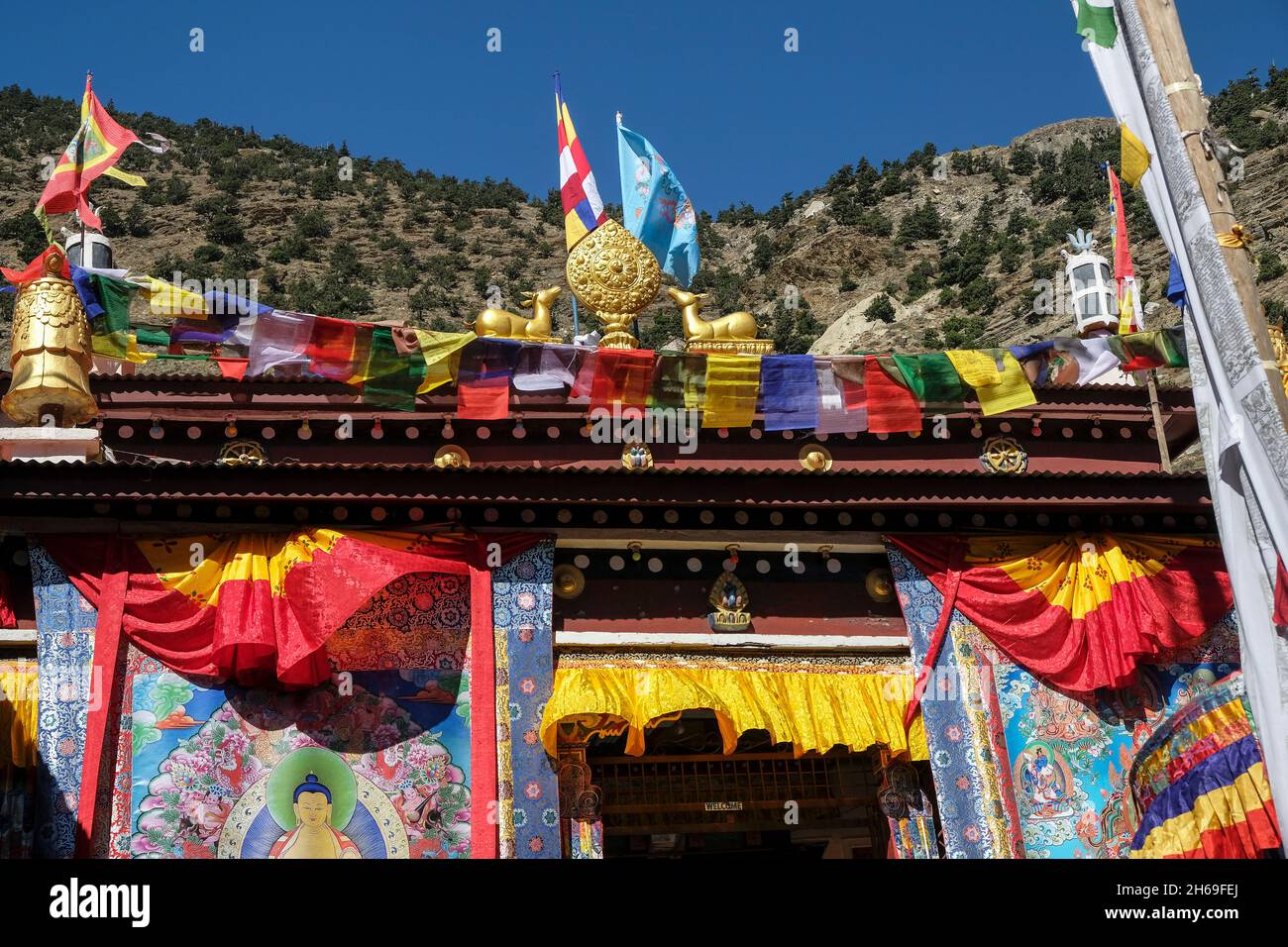 Buddhistisches Kloster Marpha in Marpha, Mustang District, Nepal. Stockfoto
