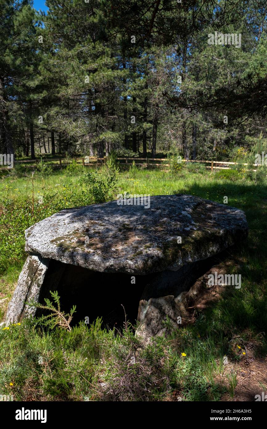 Nationalpark Peneda Gerês, Portugal - 11. Juni 2021 : Mamoa do Batateiro dolmen Stockfoto
