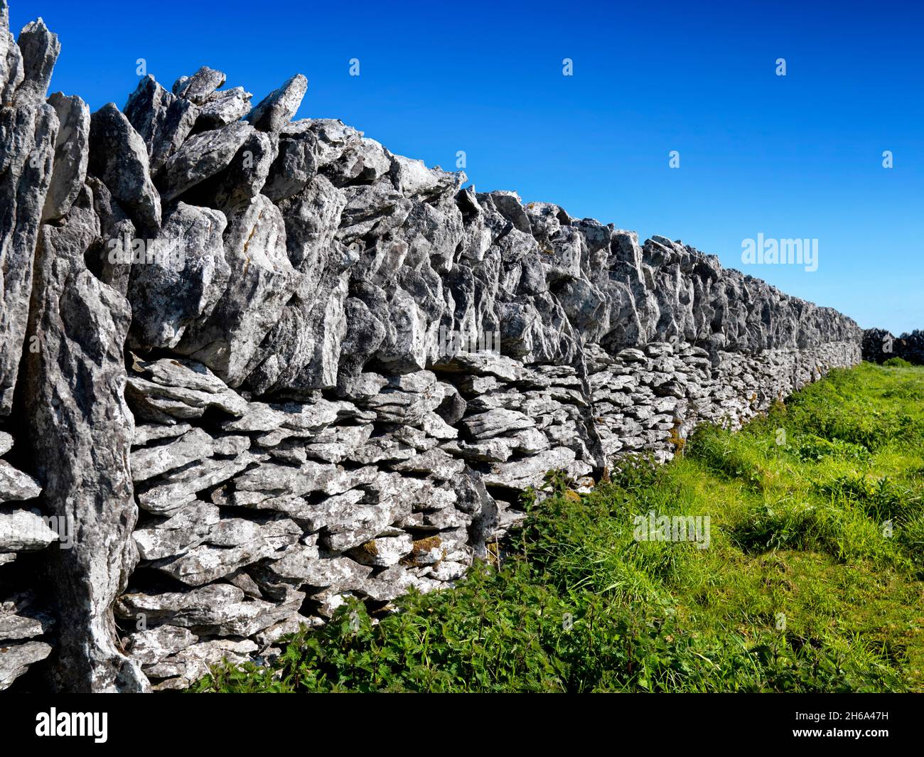 Trockensteinmauer in Moyeramoylan, County Clare, Irland Stockfoto