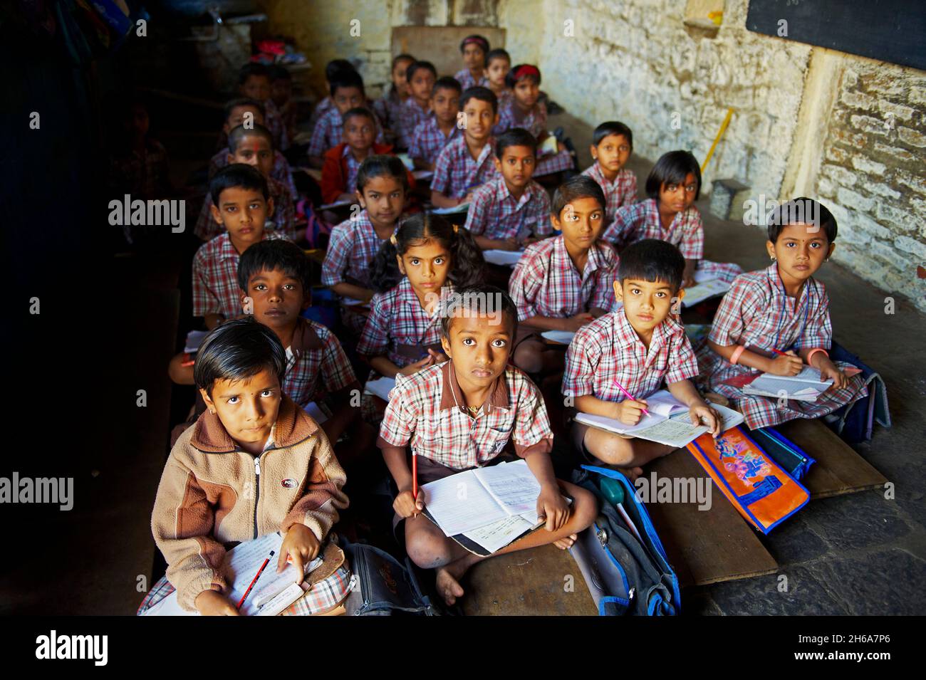Indien, Maharashtra, Kolhapur, Schulkinder Stockfoto