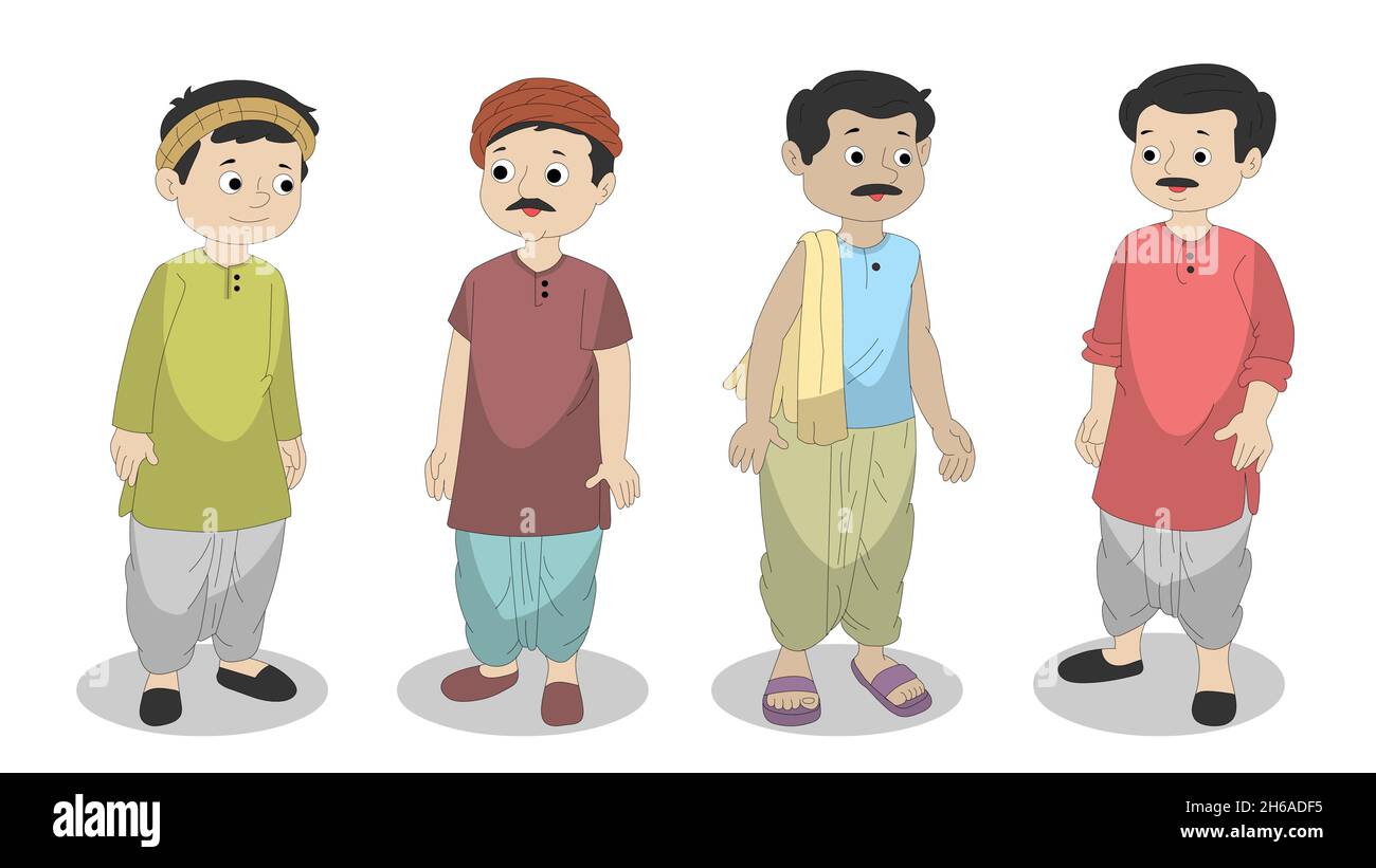 Männer aus dem indischen Dorf Stock Vektor