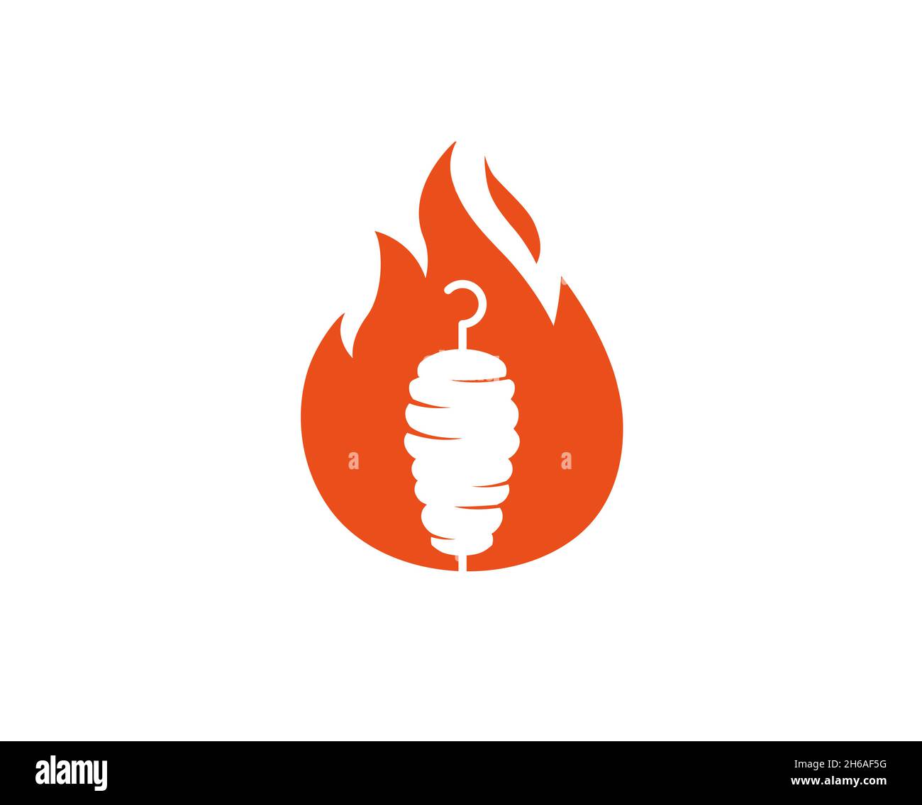 Kreative abstrakte Kebab Fleisch Feuer Logo Design Symbol Vektor Illustration Stock Vektor