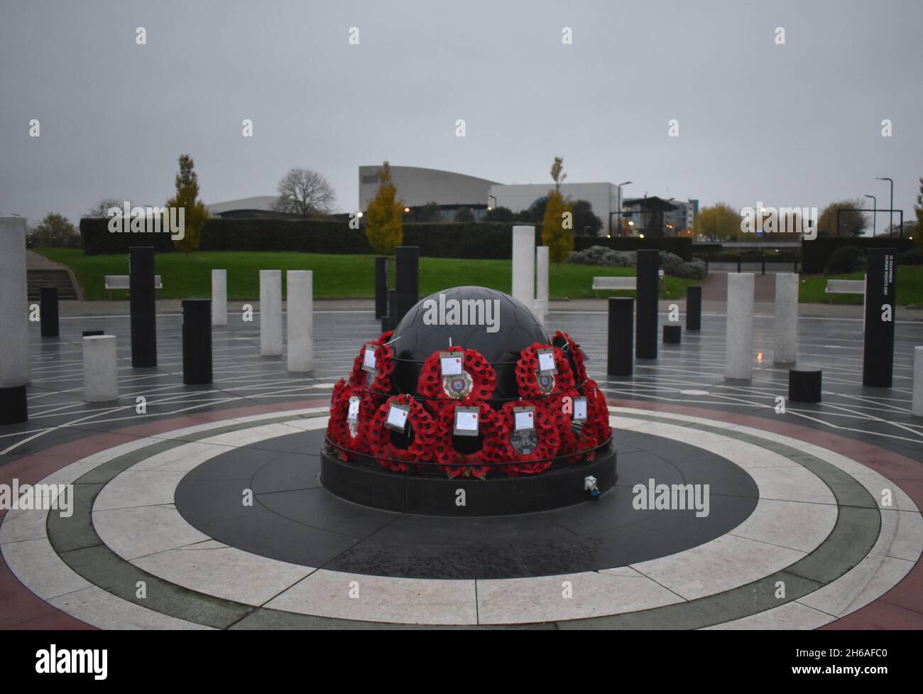 Mohnkränze beim Rose Milton Keynes zum Gedenktag. Stockfoto