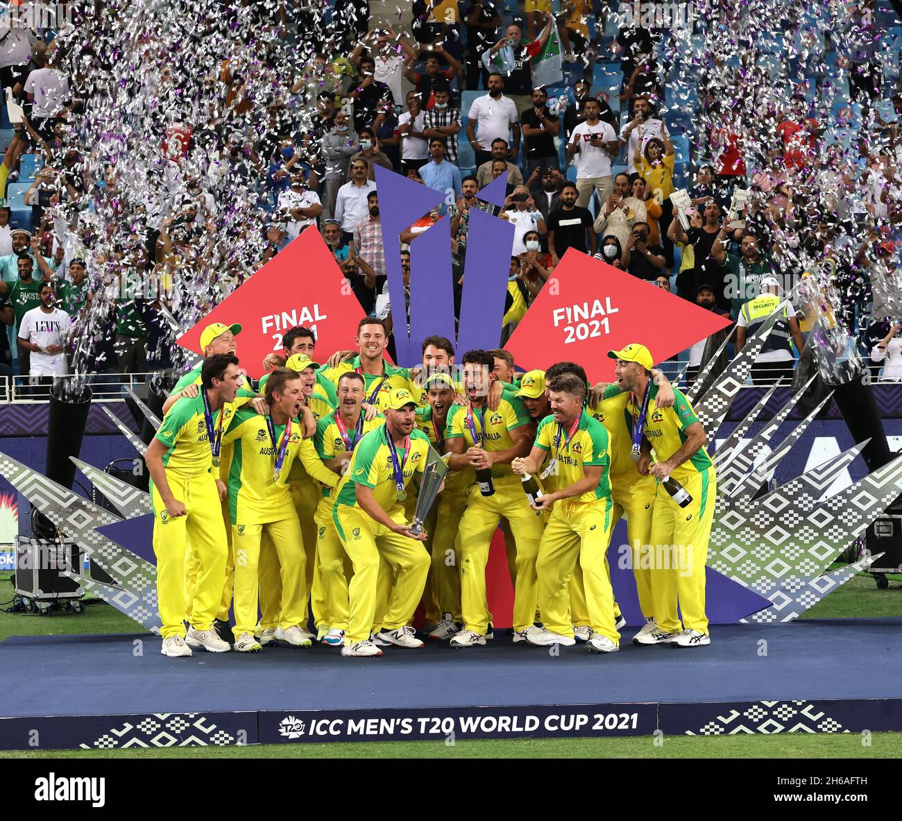 Dubai, VAE, 14, Nov 2021: ICC T20 Finale: Neuseeland gegen Australien: Australien gewann die T20 Weltmeisterschaft mit 8 Wickets - während der Finals im Dubai International Stadium am Sonntag. Bildnachweis: Seshadri SUKUMAR Stockfoto