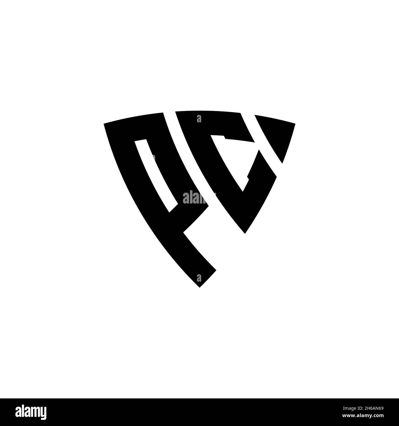 PC Monogram Logo Brief mit Dreieck Schild Form Design isoliert auf weißem Hintergrund. Dreieck-Monogramm-Logo, Schild-Monogramm-Logo, Dreieck s Stock Vektor