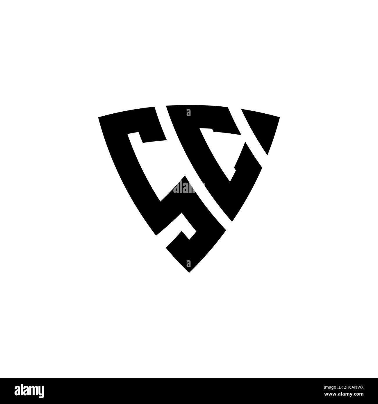 SC Monogram Logo Buchstabe mit Dreieck Schild Form Design isoliert auf weißem Hintergrund. Dreieck-Monogramm-Logo, Schild-Monogramm-Logo, Dreieck s Stock Vektor