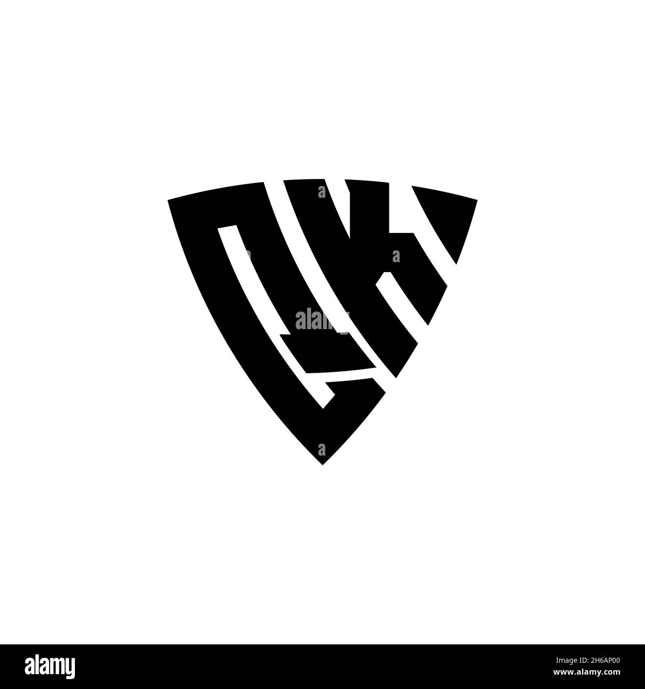 QK Monogram Logo Buchstabe mit Dreieck Schild Form Design isoliert auf weißem Hintergrund. Dreieck-Monogramm-Logo, Schild-Monogramm-Logo, Dreieck s Stock Vektor