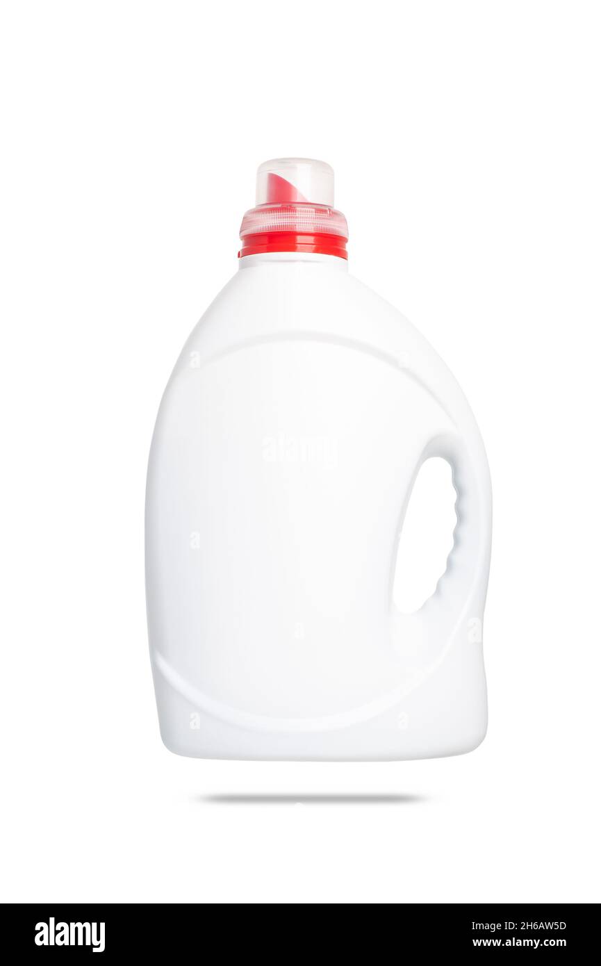 Hygiene-Flüssigreiniger in der Flasche isoliert auf weißem Hintergrund Stockfoto