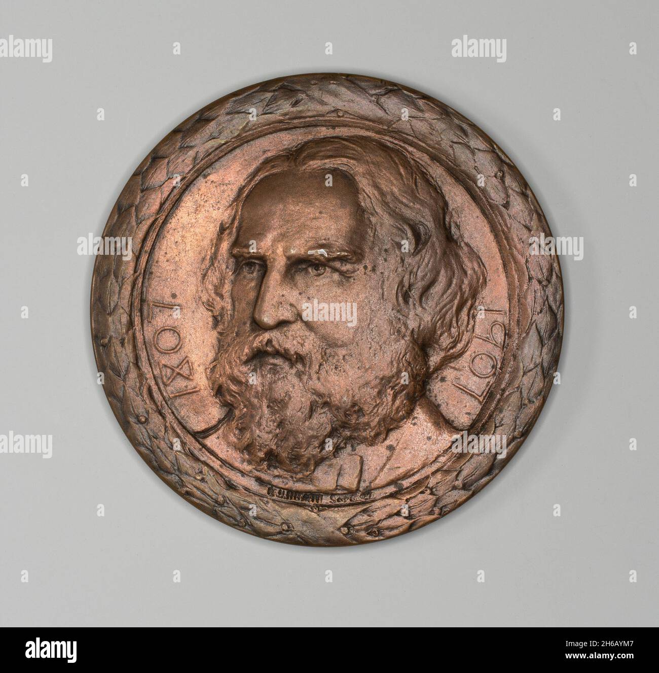 Medaille zum Gedenken an Henry Wadsworth Longfellow, c. 1882. Stockfoto