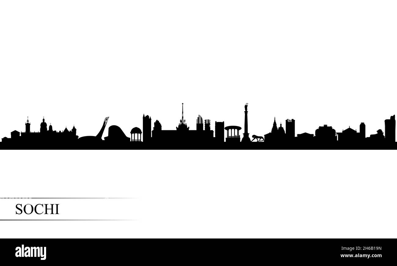 Sotschi Stadt Skyline Silhouette Hintergrund, Vektor-Illustration Stockfoto