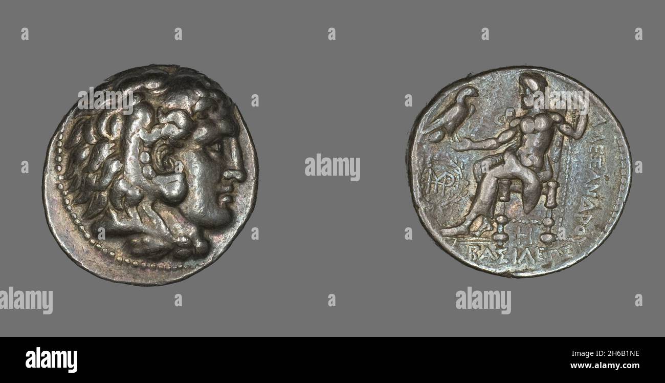 Tetradrachme (Münze) mit Alexander dem Großen, 356-323 v. Chr. Stockfoto