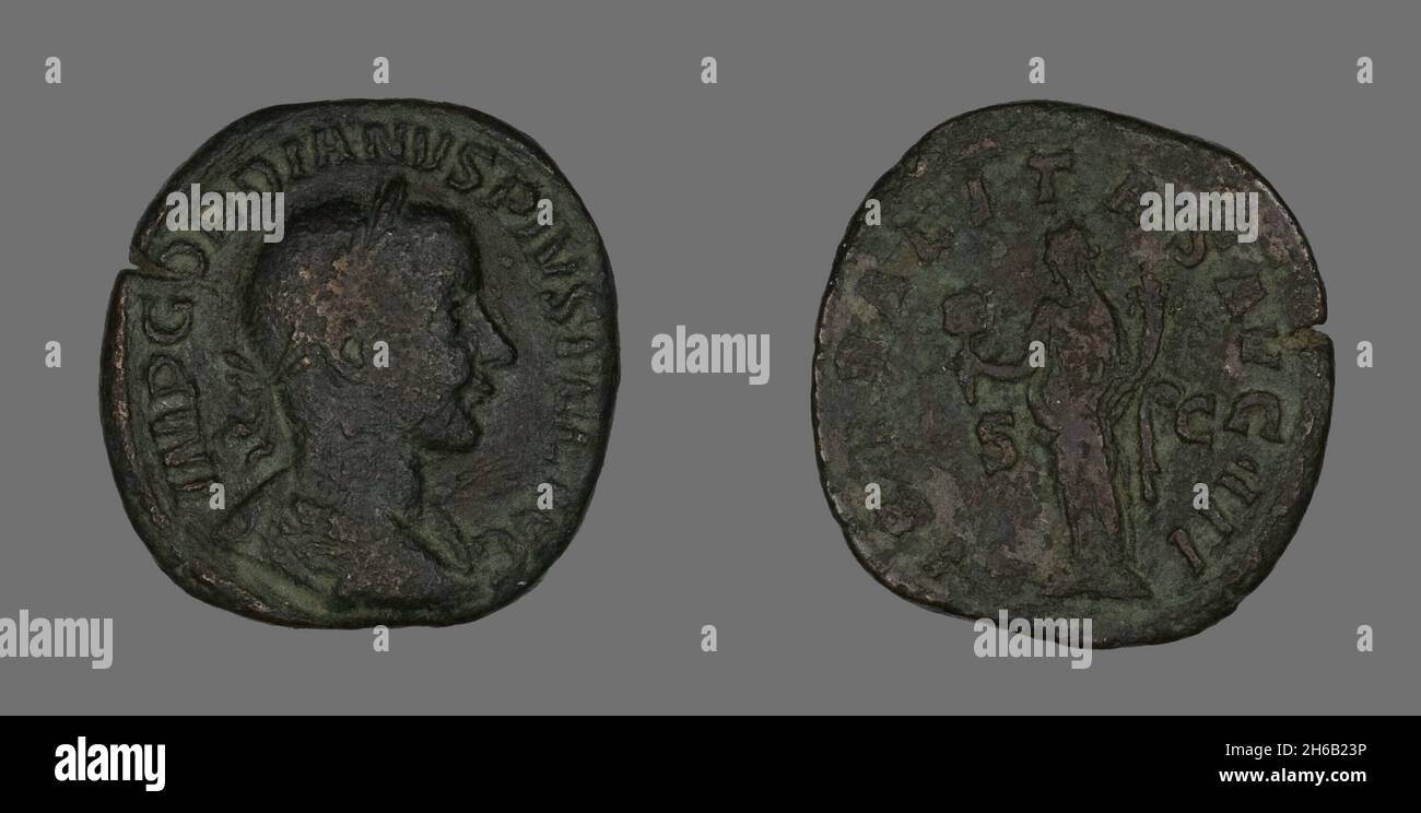 Sestertius (Münze) Mit Kaiser Gordianus, 238-244. Stockfoto