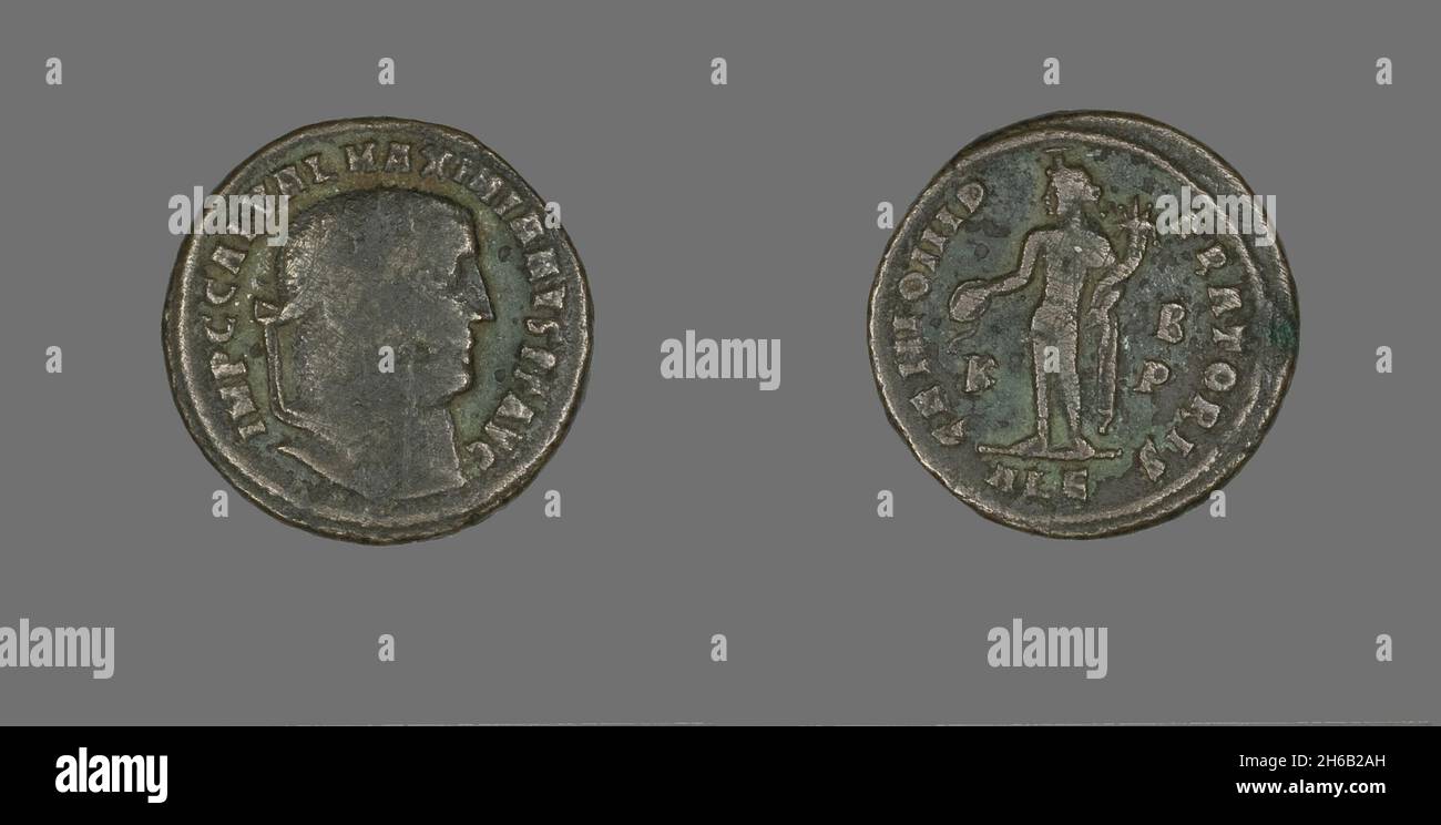 Münze Mit Kaiser Gallerius Maximianus, 305-311. Stockfoto