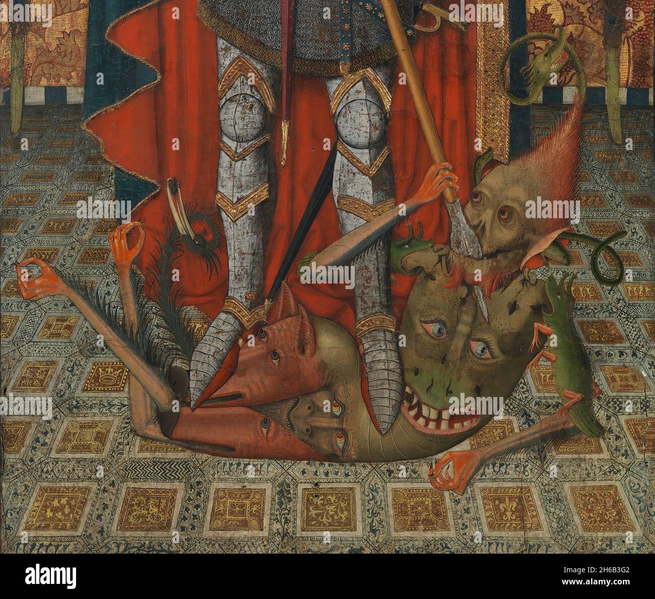 St. Michael, 1450-1500. Detail aus einem größeren Kunstwerk. Stockfoto