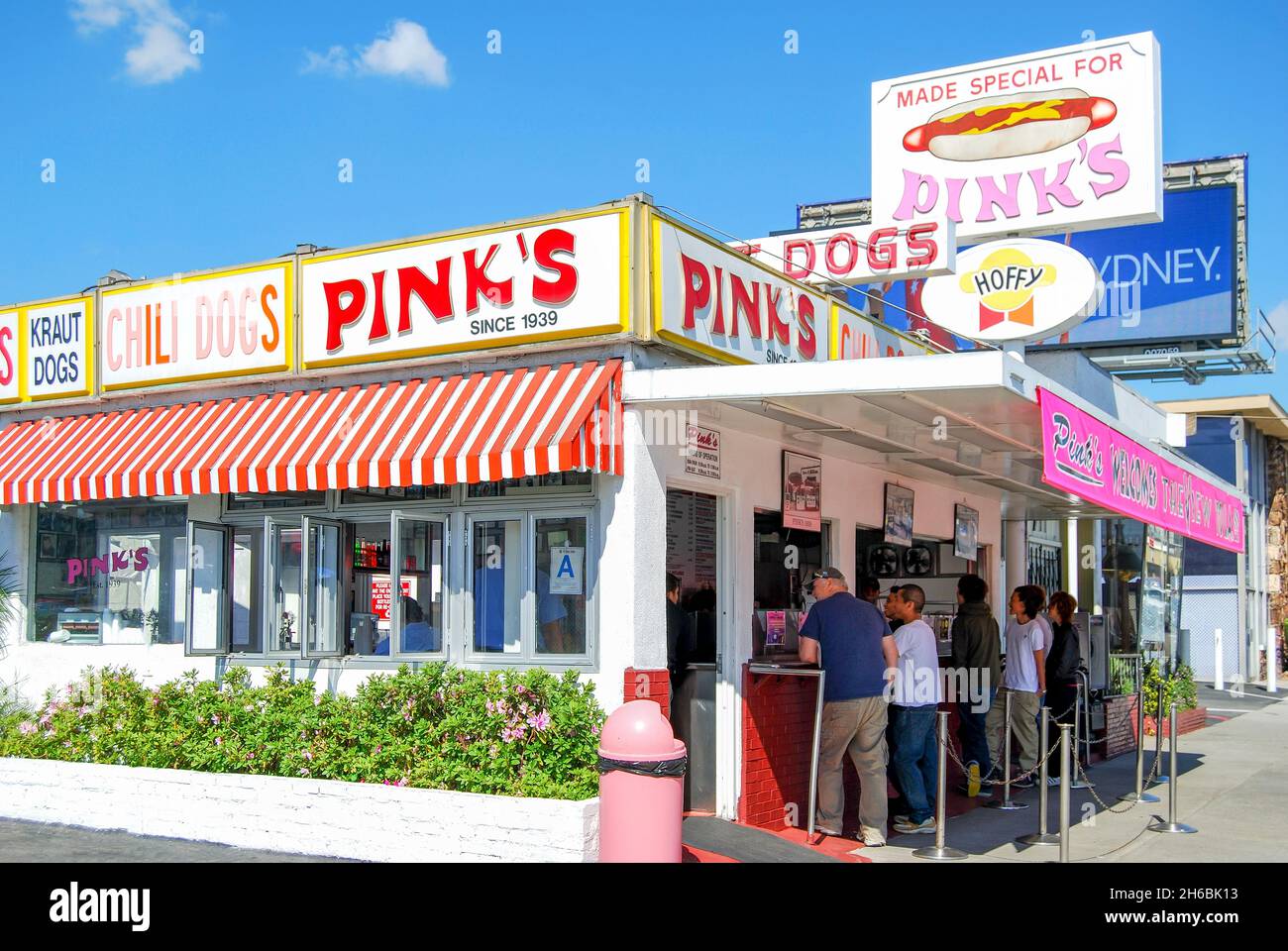 Pink's Hot Dogs Restaurant, North La Brea Avenue, Hollywood, Los Angeles, Kalifornien, Vereinigte Staaten von Amerika Stockfoto
