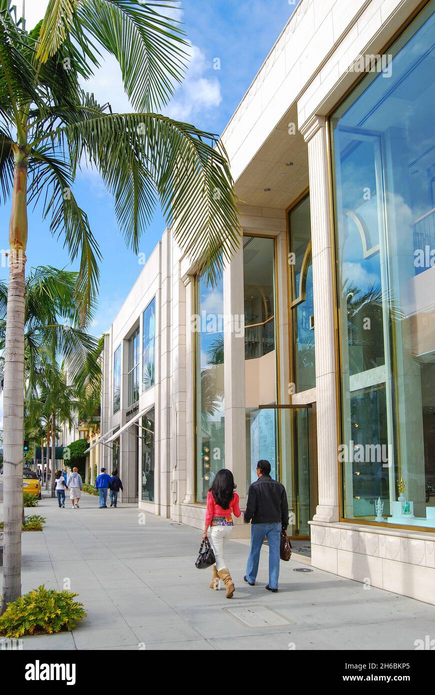Straßenszene, N.Rodeo Drive, Beverly Hills, Los Angeles, California, Vereinigte Staaten von Amerika Stockfoto