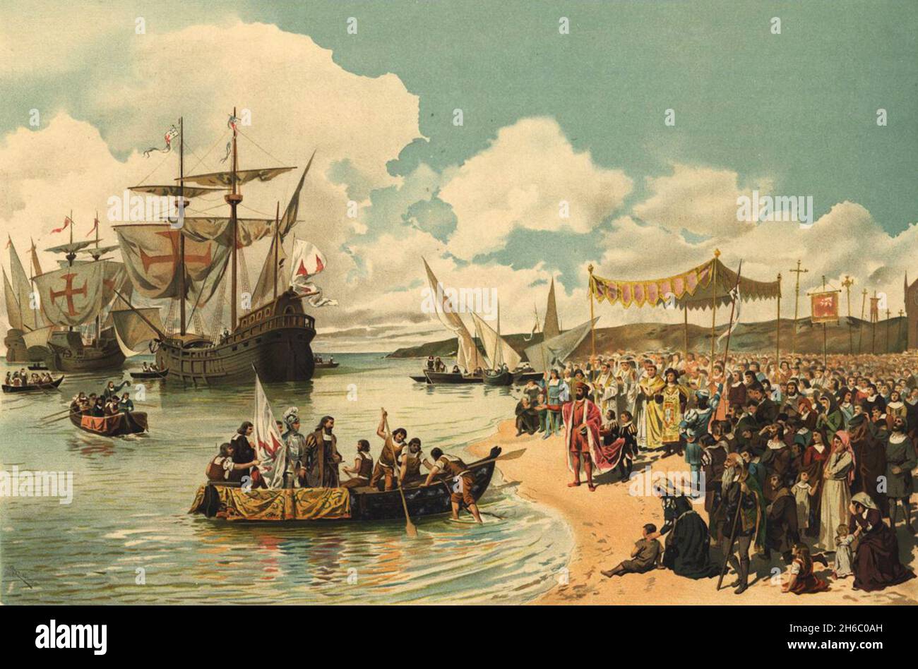 Ein Gemälde des portugiesischen Entdeckers Vasco da Gama, der Lissabon verließ Stockfoto