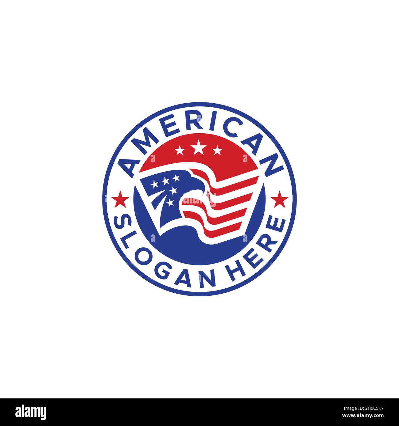 Emblem AMERICAN Circle Flag Eagle Star Logo Design Stock Vektor