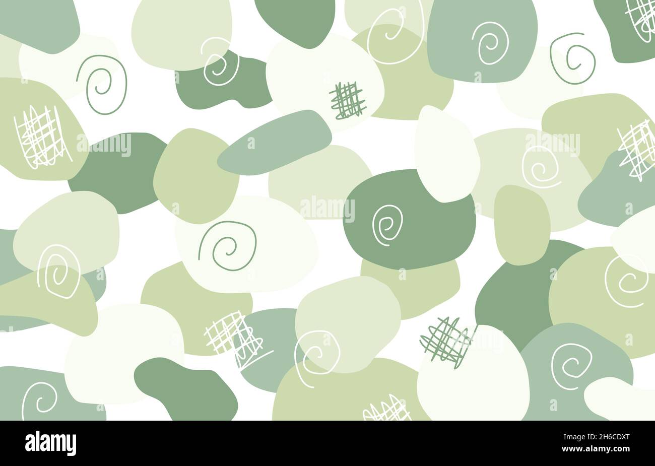 Abstrakte grüne Doodle natürliche Freestyle Muster Artwork Vorlage. Überlappung für den Hintergrund der Designabdeckung. Illustrationsvektor Stock Vektor