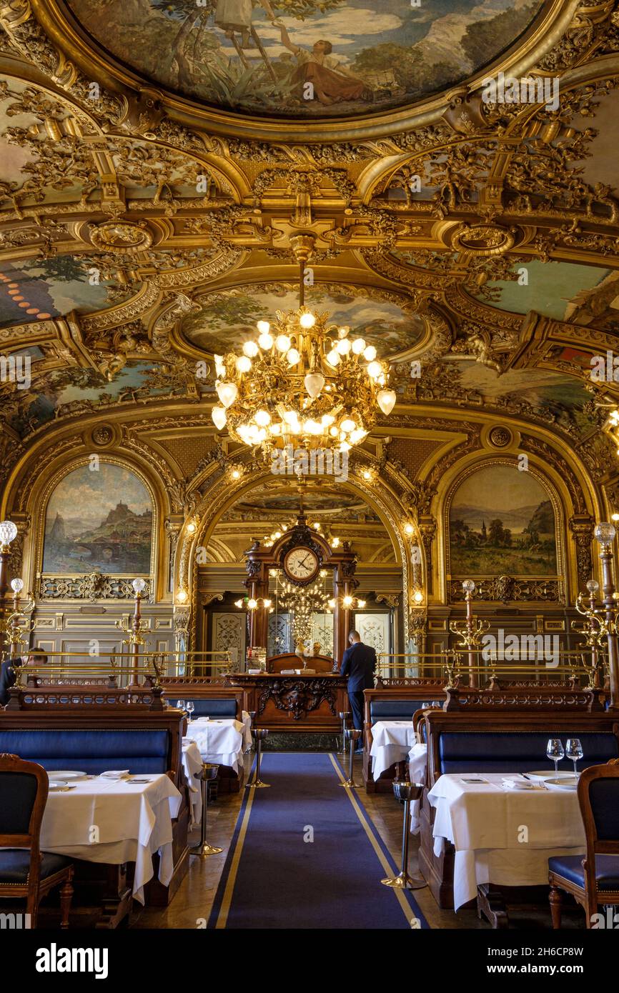 Frankreich. Paris (75) (12. Arrondissement). Bahnhof Lyon. Das Restaurant 'Le Train bleu', im neobarocken und Belle Epoque Stil aus dem 19. Jahrhundert, erbaut von der A Stockfoto